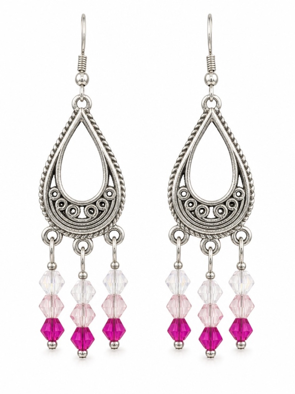 Pretty in Pink Bohemian Teardrop Earrings